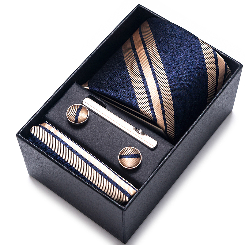 Men'S Accessories Gift Set Branded - 100% Silk Brand Tie Handkerchief Cufflink