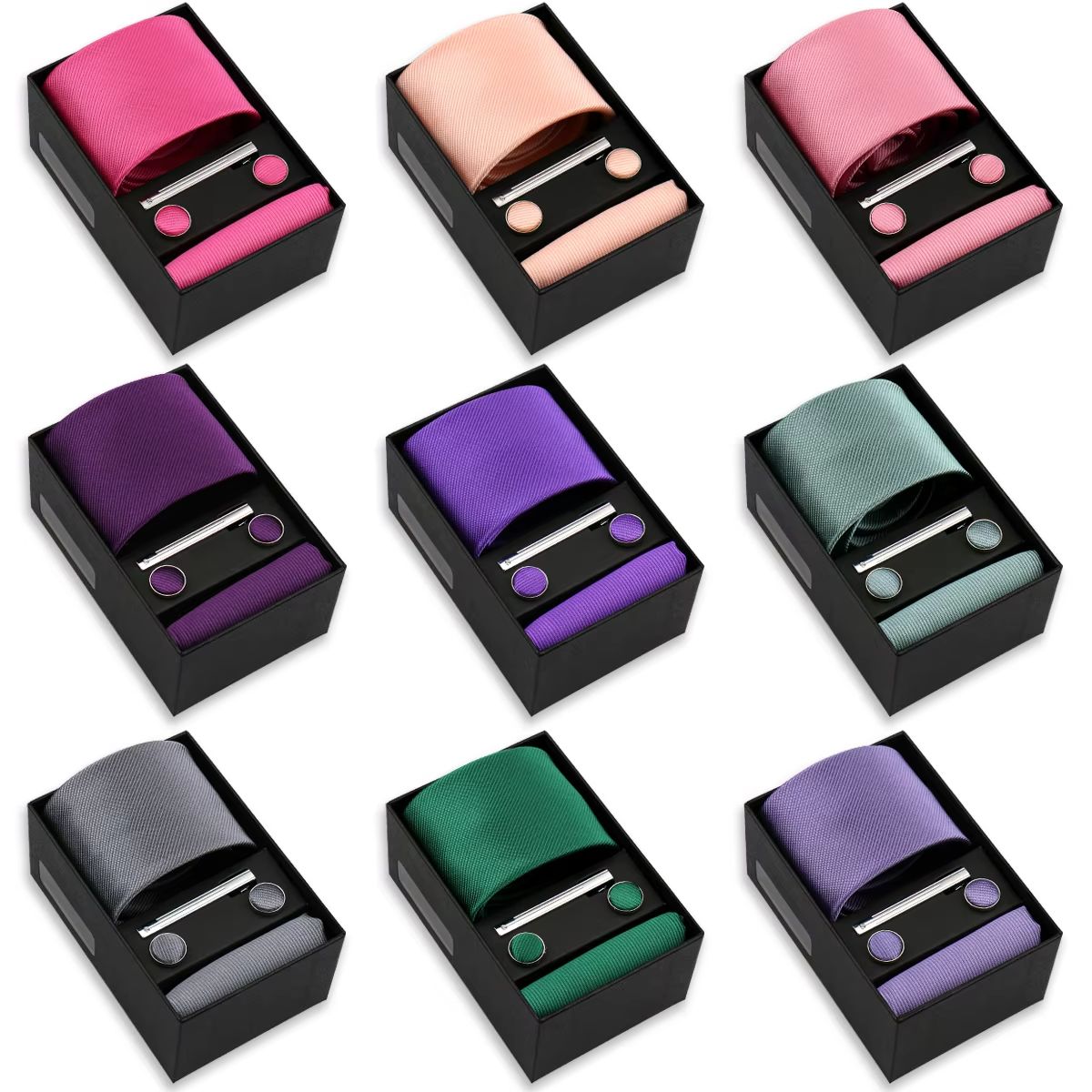 Men'S Accessories Gift Set Branded - Brand Fashion Solid Color Tie Set