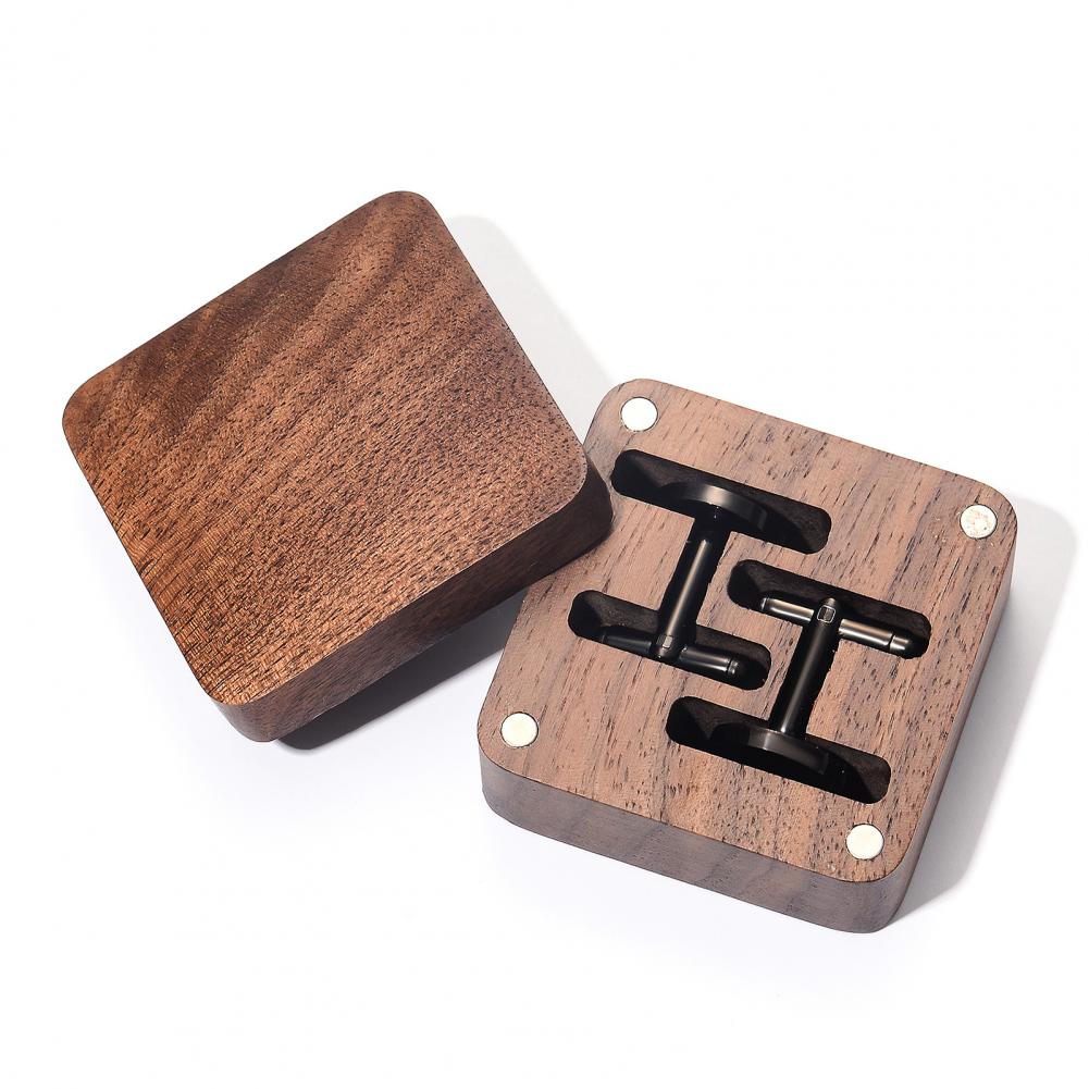 Cufflink Box Set - Walnut Cufflink Box Solid Wood Magnetic