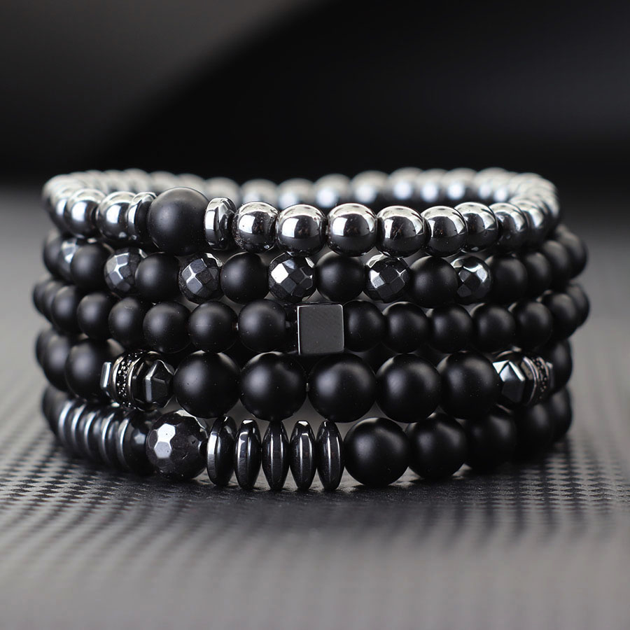 Men'S Accessories Premium - Premium Bracelet Set Men Natural Onyx