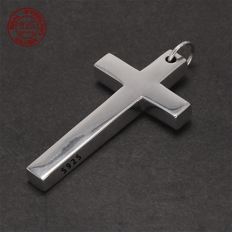 Men'S Minimalist Accessories - Real Solid 925 Silver Cross Pendant