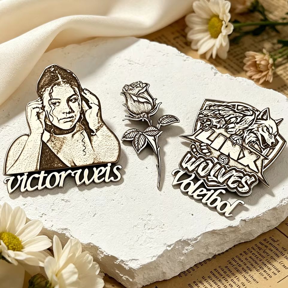 Men Accessories Unique - Custom Men Portrait Rose Photo Brooch