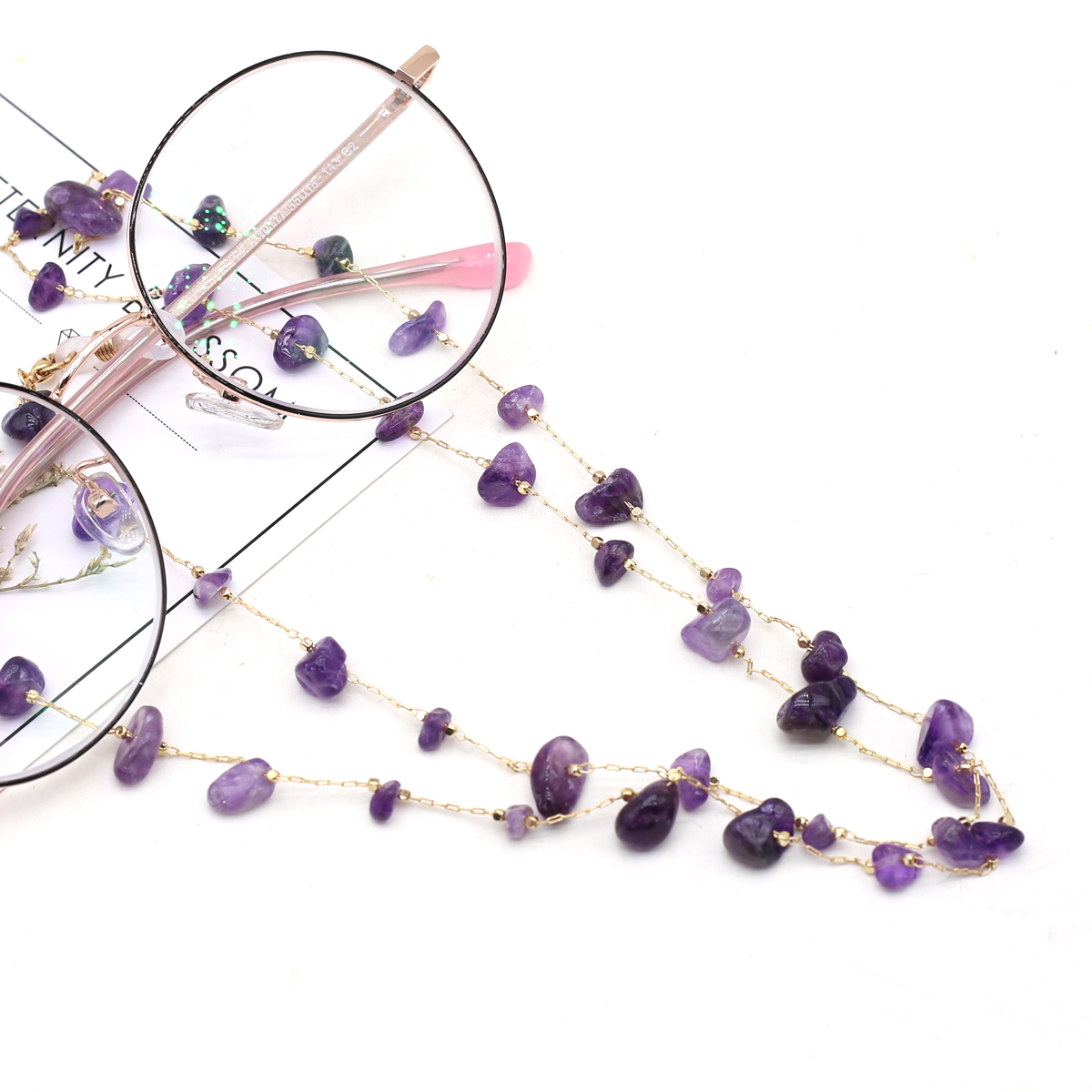 Natural Amethyst Stone Beaded  - огляд і ціна Men Accessories Chain